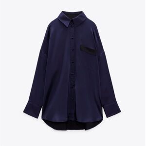 Zara Dark Blue Casual Button Down Shirt